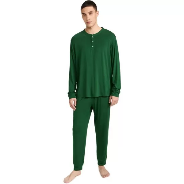 Eberjey Mens Henry Long PJ SetForest Green