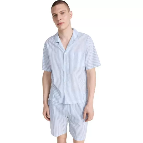 Eberjey Mens Notch Collar Short PJ SetNautico Stripe Azure