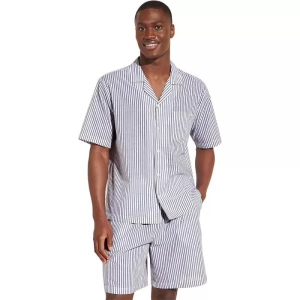 Eberjey Mens Notch Collar Short PJ SetNautico Stripe Graphite