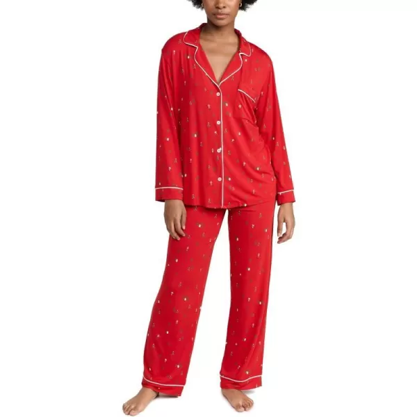 Eberjey Womens Gisele Printed Long Pj SetApres Ski Haute RedIvory