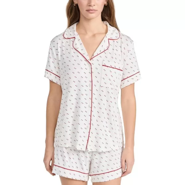 Eberjey Womens Gisele Printed Relaxed Short Pj SetTriple HeartHaute Red