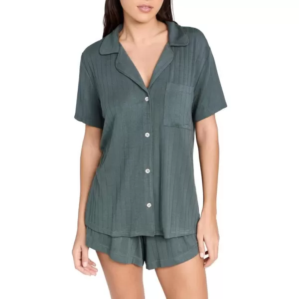 Eberjey Womens Gisele Rib Relaxed PJ setKelp