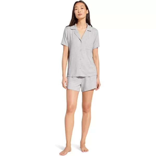 Eberjey Womens Gisele Rib Relaxed Short Pj SetLight Heather Grey