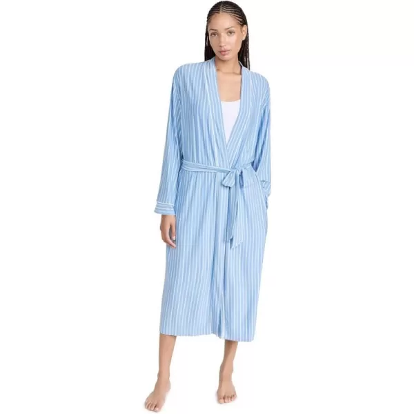 Eberjey Womens The Tencel Modal Long RobeNordic Stripes Vista Blueivory