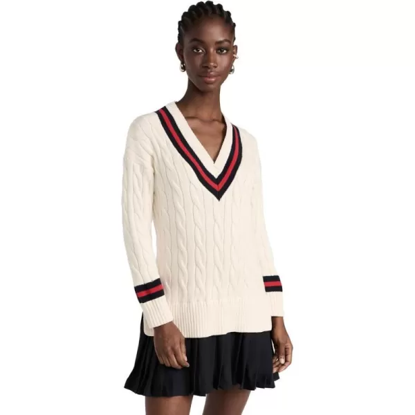 English Factory Womens Cable Knit Pleated Sweater DressIvory Multi