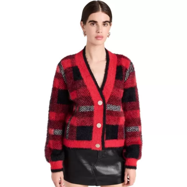 English Factory Womens Check Cardigan SweaterRed Multi