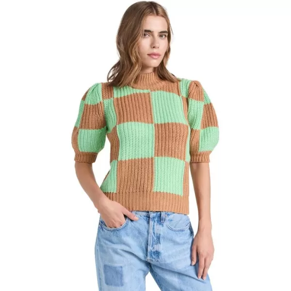 English Factory Womens Check Pattern SweaterBrownGreen