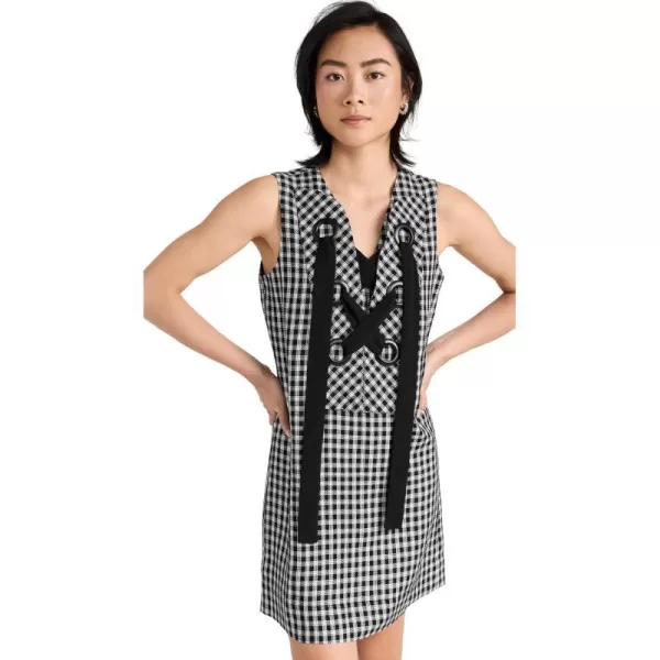 English Factory Womens Check Sleeveless Mini DressBlack