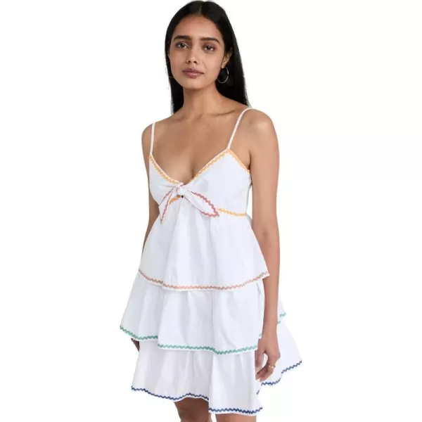 English Factory Womens Colorblock Wave Trim 3 Tiered DressWhite