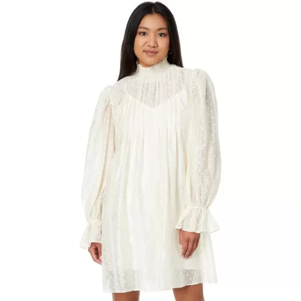 English Factory Womens Embroidered Organza Smock Neck DressIvory