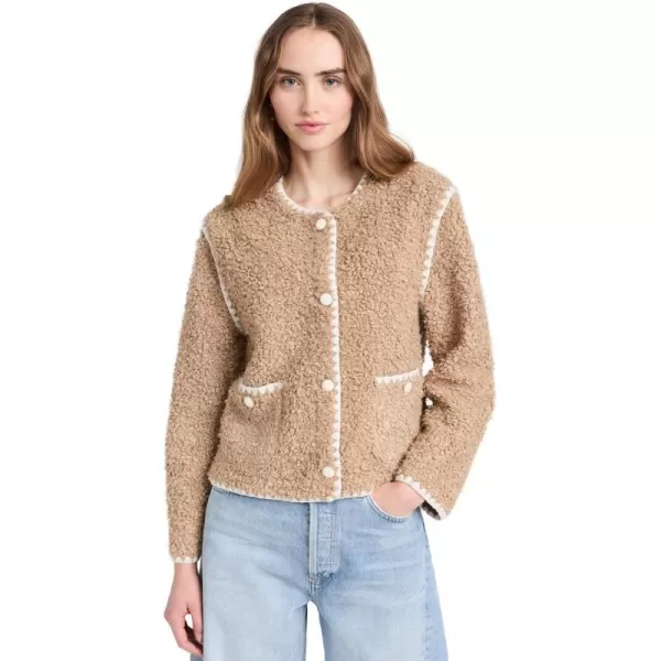 English Factory Womens Faux Shearling JacketTanWhite