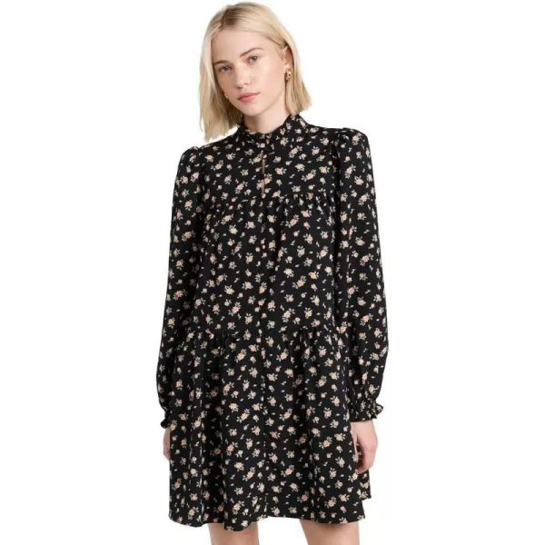 English Factory Womens Floral Tiered Mini DressBlack Multi