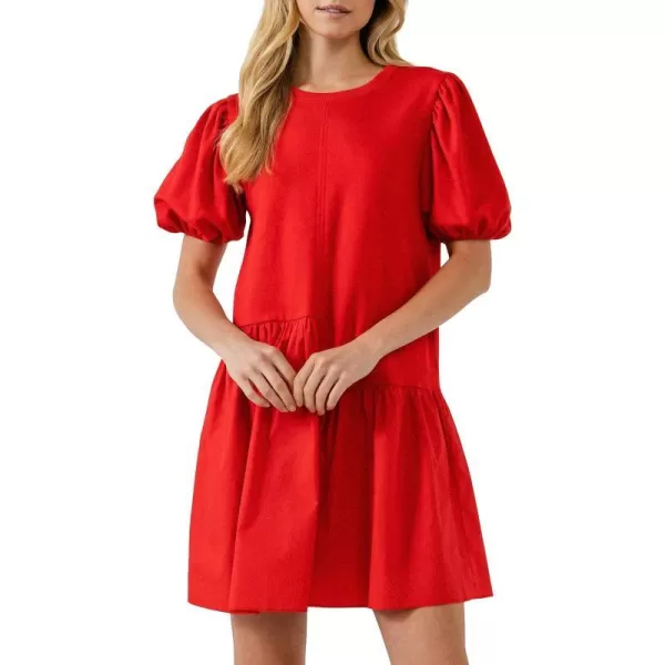 English Factory Womens Knit Woven Mixed DressRed