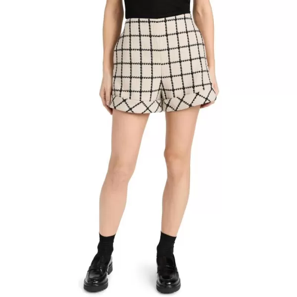 English Factory Womens Plaid Cuffed ShortsBeigeBlack