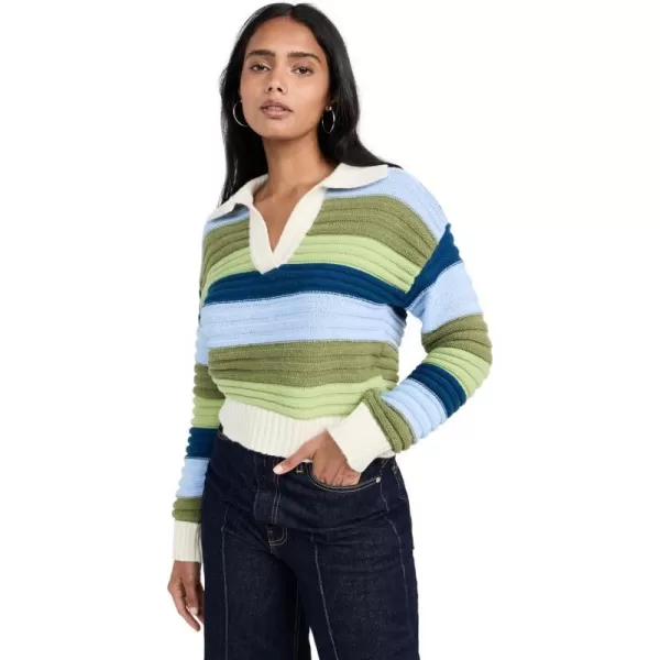 English Factory Womens Stripe Knit SweaterGreen Multi