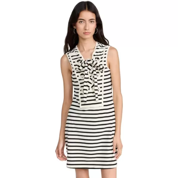 English Factory Womens Striped Knit Lace Up DressWhiteBlack