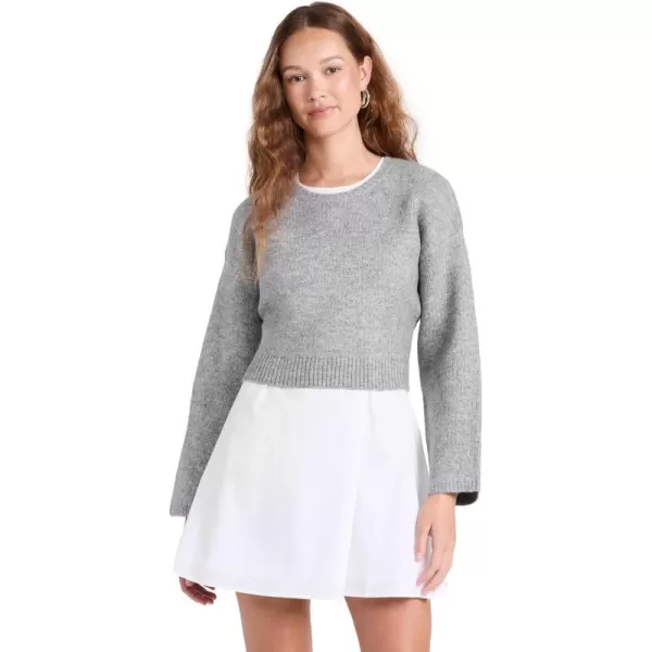 English Factory Womens Sweater with Poplin Mini DressHeather GreyWhite