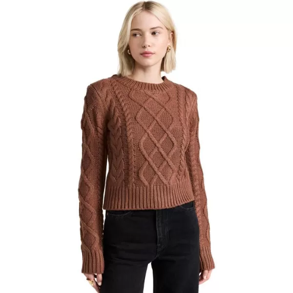 English Factory Womens Texture Cable SweaterChocolate