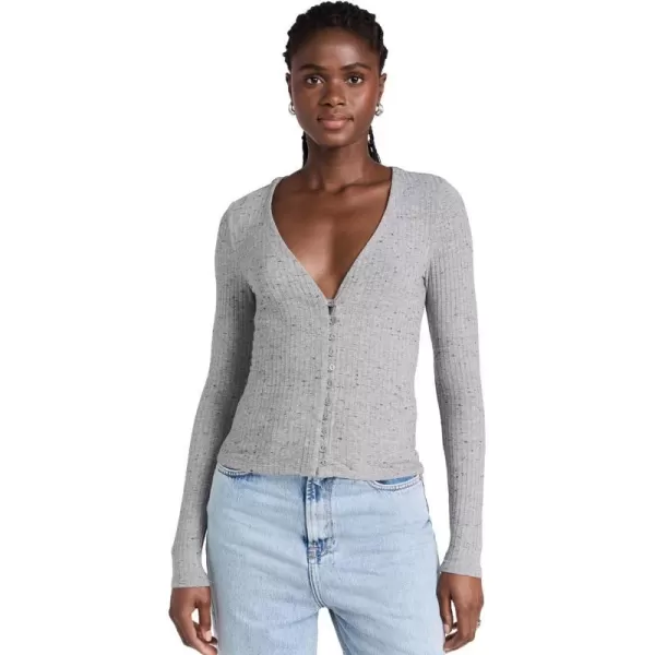 Enza Costa Womens Long Sleeve V CardiganGrey