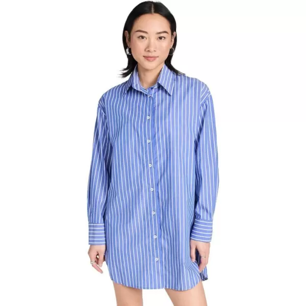 Enza Costa Womens Poplin Mini ShirtdressBlueWhite