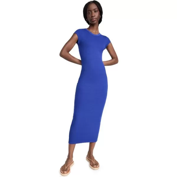 Enza Costa Womens Rib Cap Sleeve DressBlue Spirulina