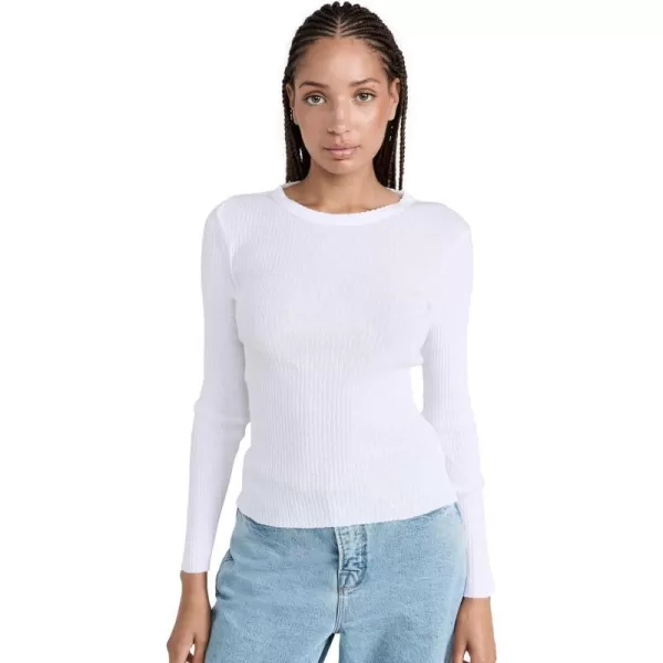 Enza Costa Womens Scalloped CrewWhite