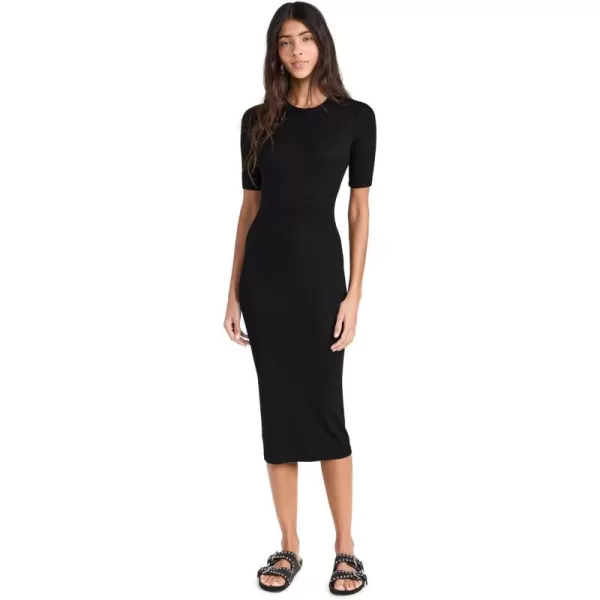 Enza Costa Womens Silk Rib Midi DressBlack