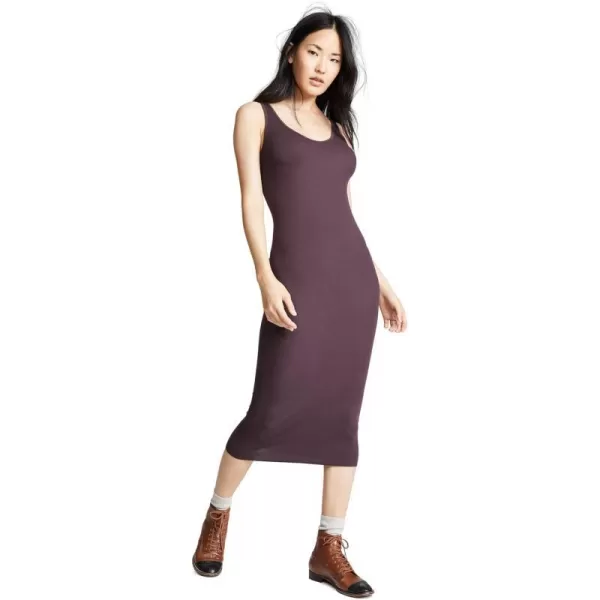 Enza Costa Womens Stretch Silk Rib Tank Midi DressDark Plum