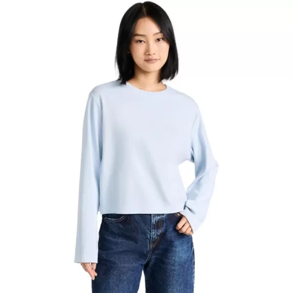 Enza Costa Womens Supima Knit Boxy Long Sleeve Crew TopPowder Blue