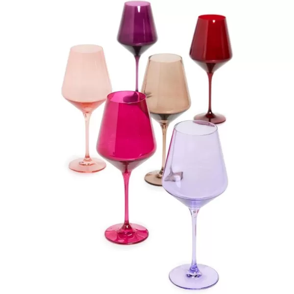 Estelle Colored Glass Womens Stemware Set of 6 FsaAmthCrl PchPnkRdLavAm Pink One SizeFsaAmthCrl PchPnkRdLavAm