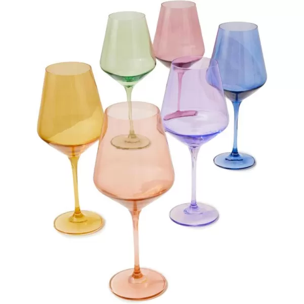 Estelle Colored Glass Womens Stemware Set of 6 Pastel Mix One SizePastel Mix