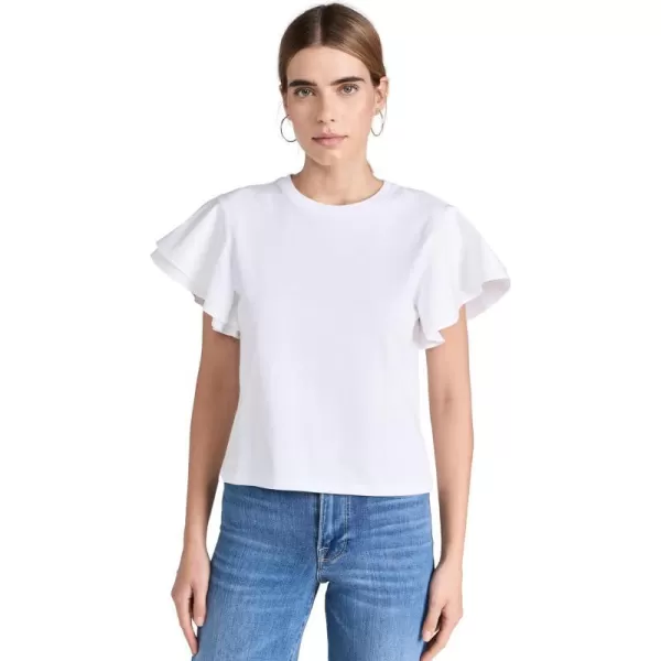 FRAME Womens Flounce Crew TeeBlanc