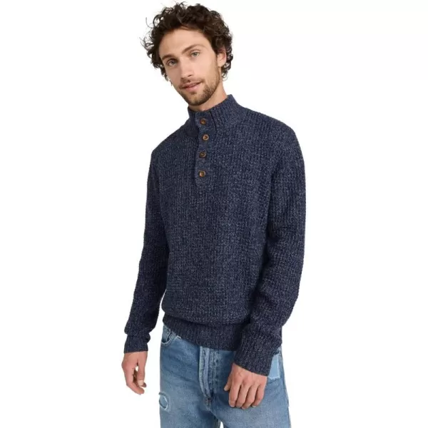 Faherty Mens Cashmere Wool Quarter Button SweaterDenim Melange