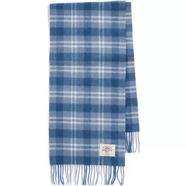 Faherty Mens Vintage Blue Plaid ScarfBlueGrey