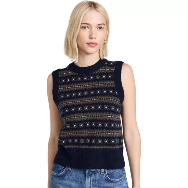 Faherty Womens Highland Fair Isle Sweater VestNavy Multi