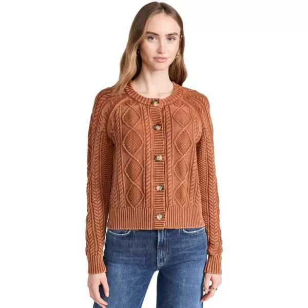 Faherty Womens Sunwashed Cable CardiganGingerbread