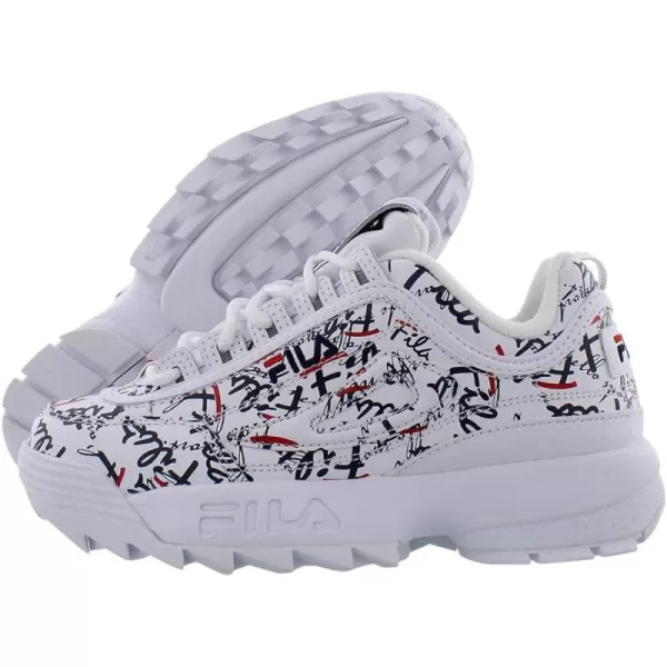 Fila Womens Disruptor Ii Premium Comfortable SneakersPure WhiteGrafittiRedFila White