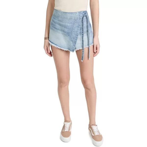 Free People Womens Emmy Denim SkortLight Blue Wash