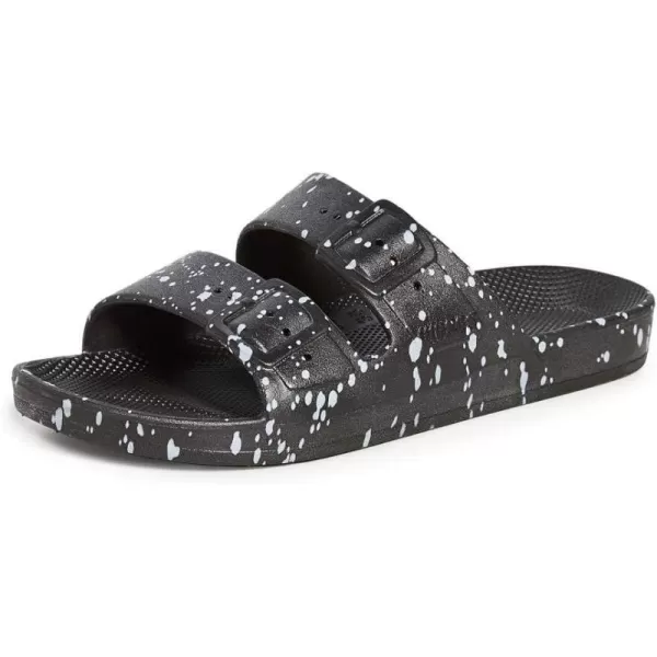 Freedom Moses Womens Moses Two Band SlidesBlack Splatter