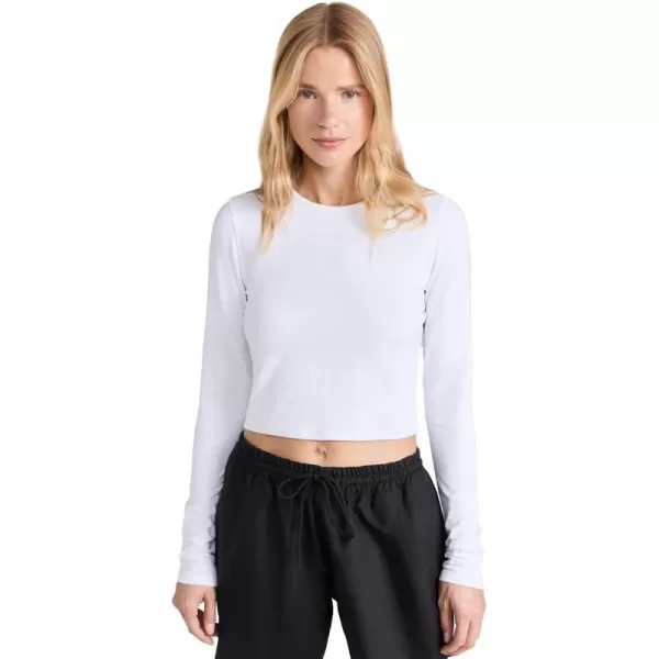 Girlfriend Collective Womens Reset Cropped Long Sleeve TeeWhite