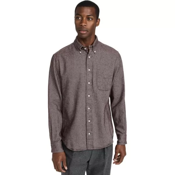 Gitman Vintage Mens Herringbone Cotton Flannel ShirtBrown