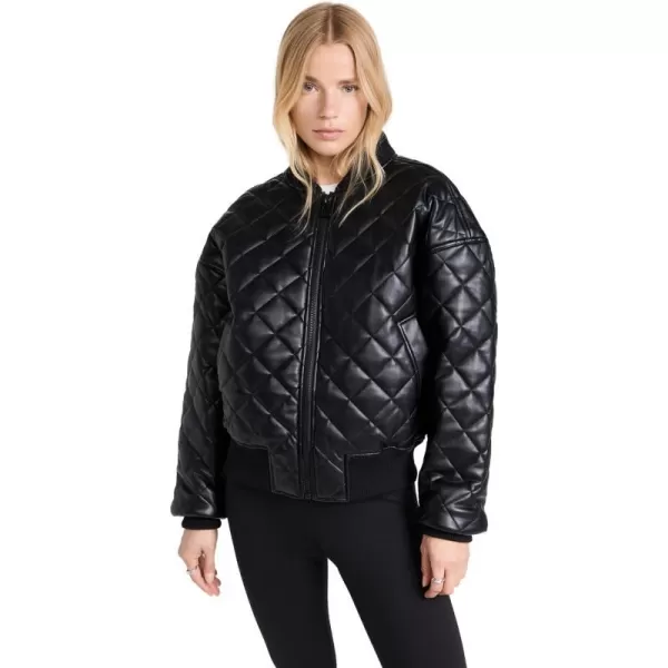 Good American Womens Better Than Leather Quilted BomberBlack001