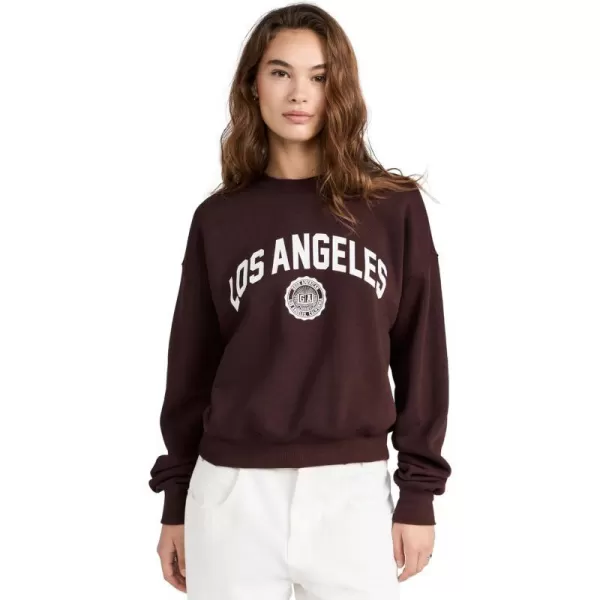 Good American Womens Brushed Fleece Graphic Crew Sweatshirt Los AngelesMalbec003