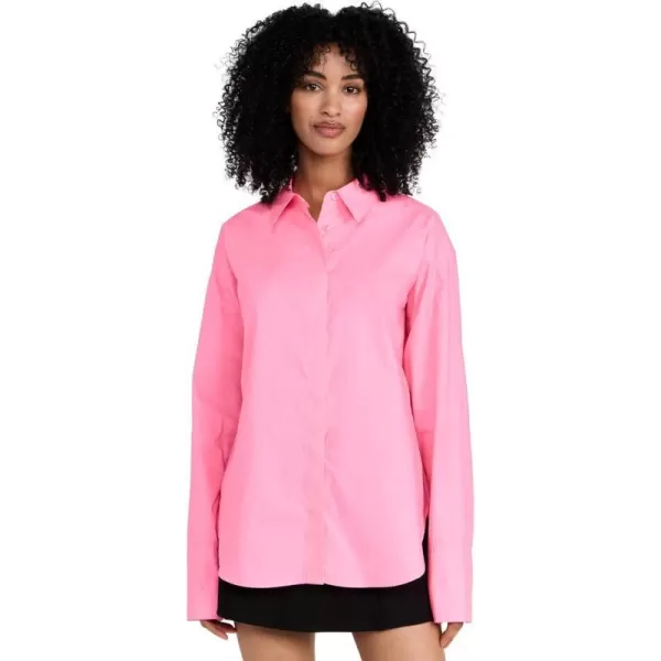 Good American Womens Coated Poplin Weekend ShirtKnockoutpink001