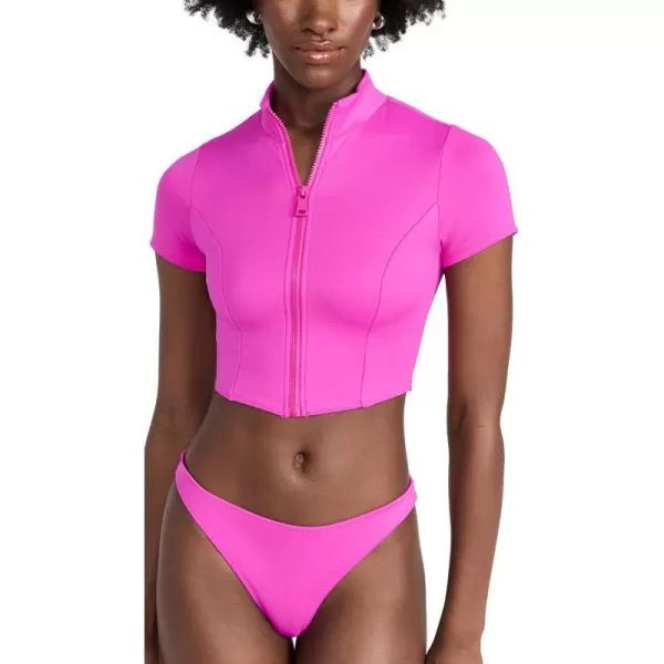 Good American Womens Good Compression Swim ShirtFuchsia Pink001