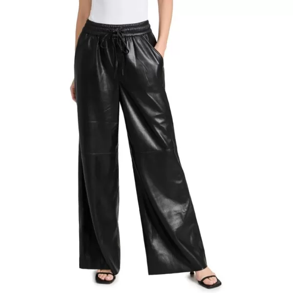 Good American Womens Leather Wide Leg PantsBlack001