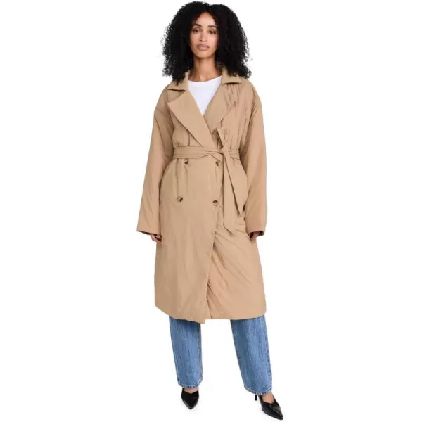 Good American Womens Puffed Nylon Robe CoatGood Khaki