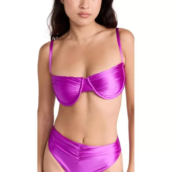 Good American Womens Ruched Demi Cup Bikini TopBright Orchid001