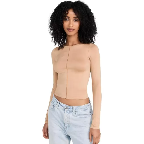 Good American Womens Sculpted Seamless TeePecan001