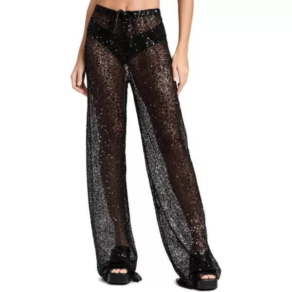 Good American Womens Sequins Wide Leg PantsBlack001